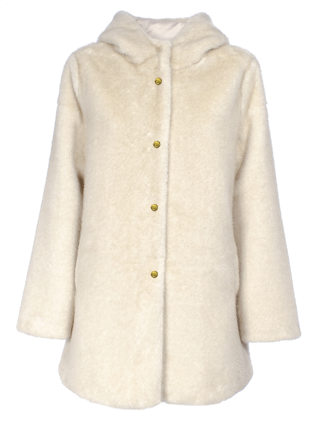 GIACCA LUNGA CON CAPPUCCIO FAUX FUR FAKE MINK ,4 TG,100%PL,MADE IN PRC  - BEIGE